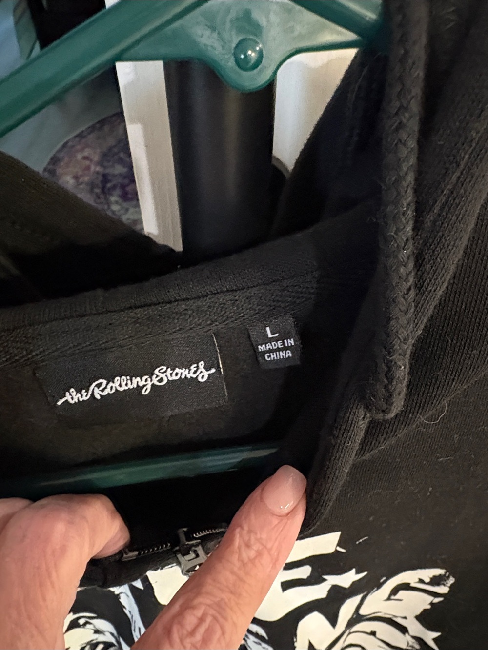 the Rolling Stones Black Zip Hoodie with White Graphic - Picture 2 of 5